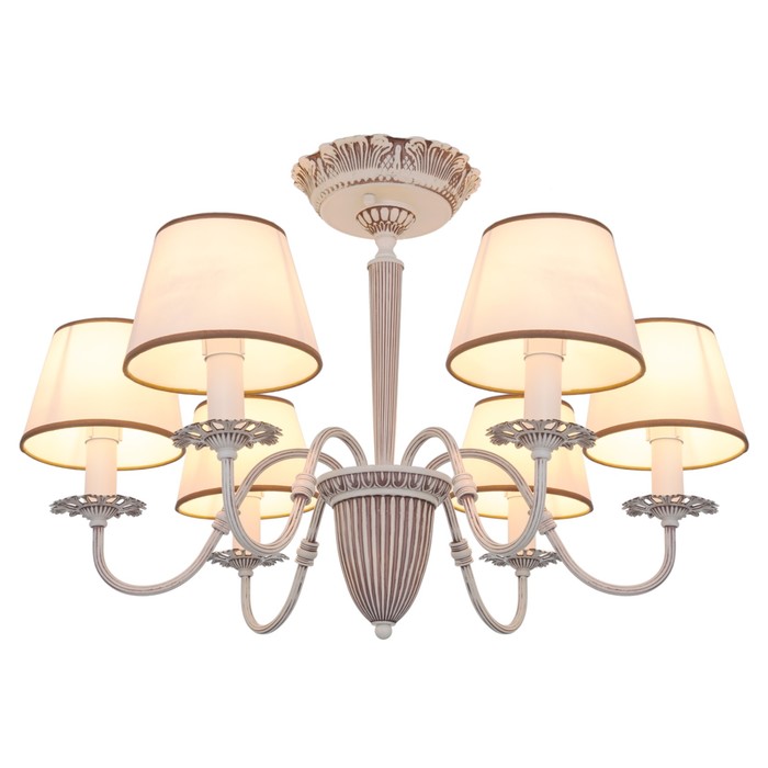 Люстра классика "Руфина" 6 ламп 40W Е14 основание белое с коричневым 68х68х45 см