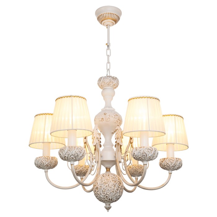 Люстра классика "Ажурный шар" 6 ламп 40W Е14 основание белое 60х60х54 см