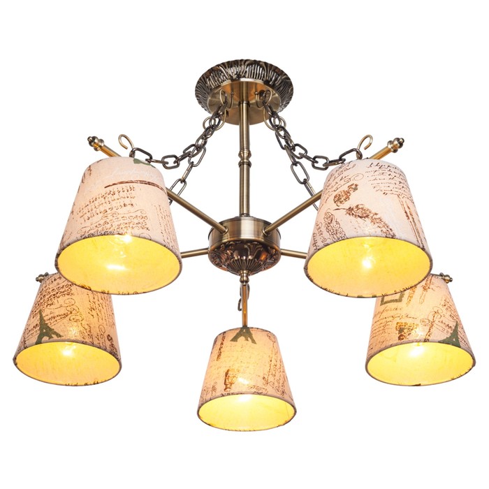 Люстра "Винтаж" 5 ламп 60W Е27 основание античная бронза 66х66х42 см