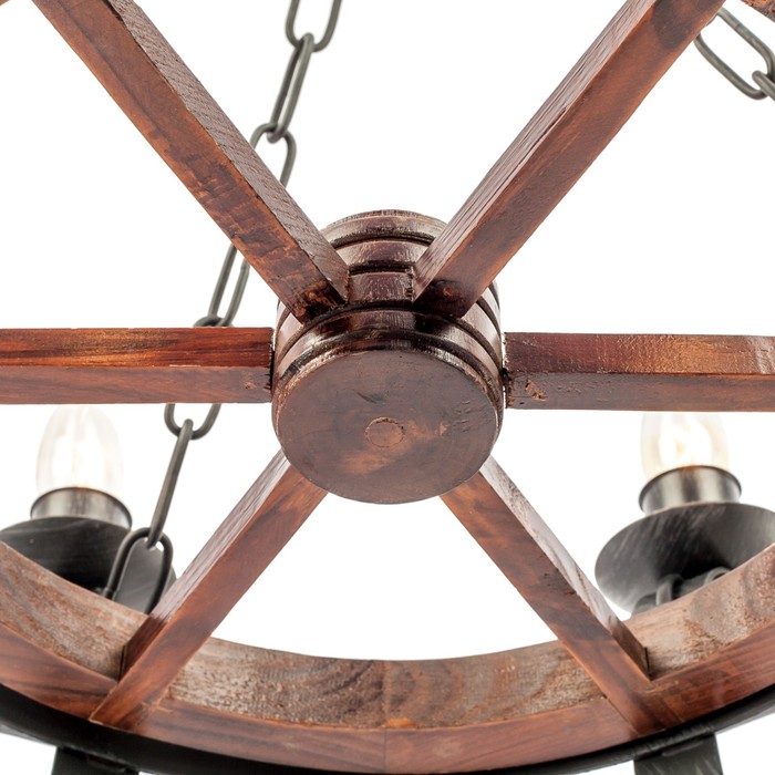 Люстра кантри "Старый замок" 6 ламп 40W Е27 основание черное 55х55х115 см