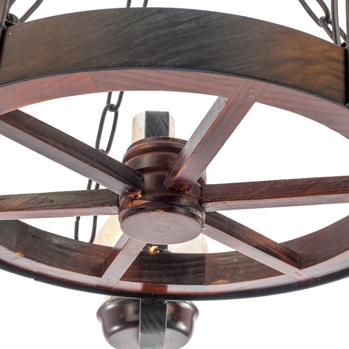 Люстра кантри "Штурвал" 5 ламп 40W Е27 основание коричневое 75х75х100 см