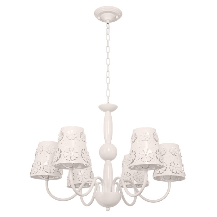 Люстра классика "Незабудки" 6 ламп 40W Е14 основание белое 70х70х90 см