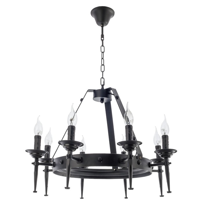 Люстра кантри "Ролланд" 8 ламп 40W Е14 основание черное 64х64х130 см