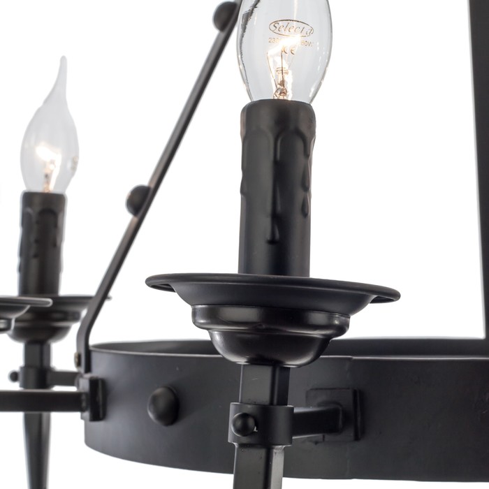 Люстра кантри "Ролланд" 8 ламп 40W Е14 основание черное 64х64х130 см