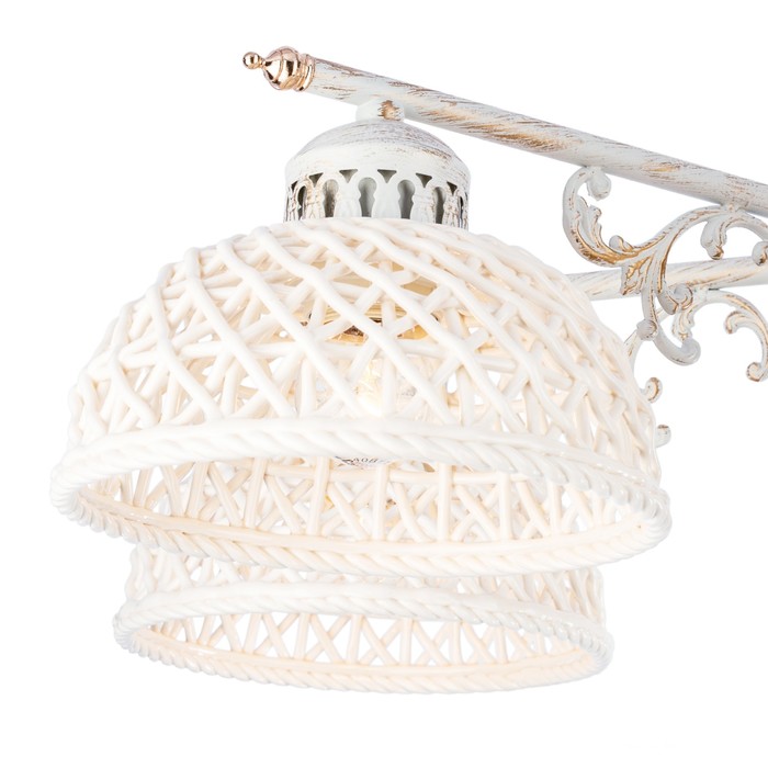 Люстра классика керамика "Плетенка" 5 ламп 60W Е27 основание белое с золотом 65х65х30 см