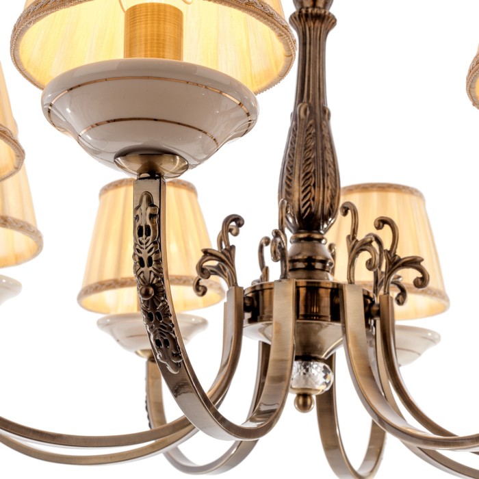 Люстра классика "Марк" 8 ламп 40W Е14 основание античная бронза 75х75х120 см