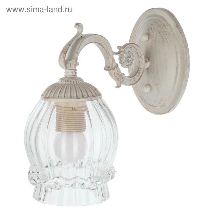 Бра классика стекло «Прозрачность», 1 лампа 60W E27, основание белое 24х12х26 см
