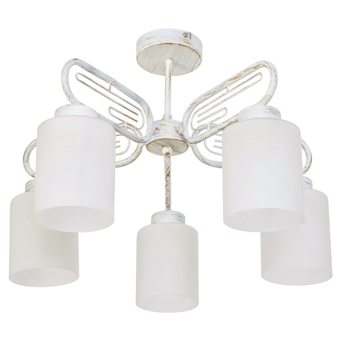 Люстра еврокаркас "Милана" 5 ламп 60W Е27 основание белое с золотом 50х50х29 см