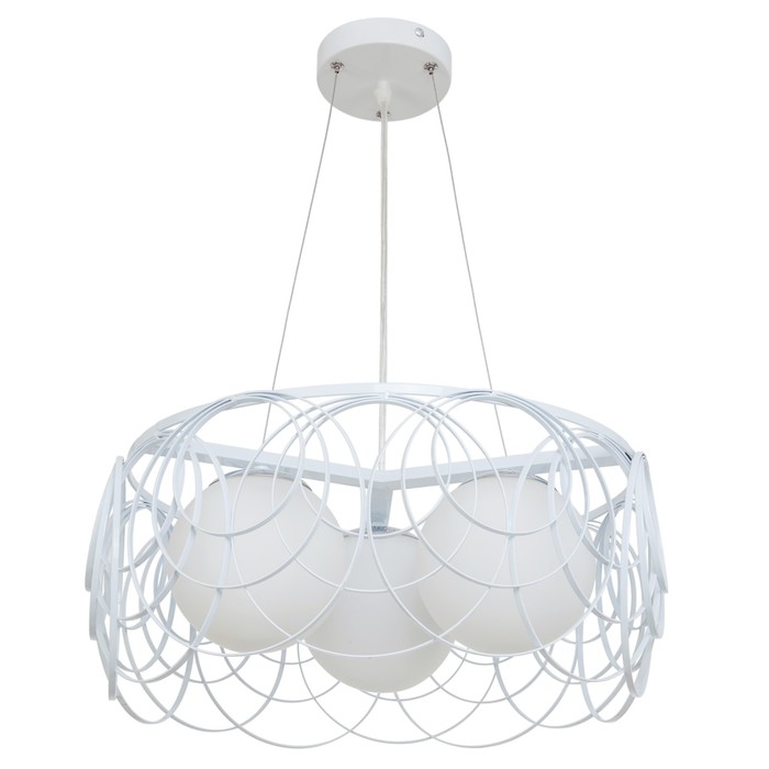 Люстра подвес "Ажур" 3 лампы 40W Е27 основание белое 40х40х90 см