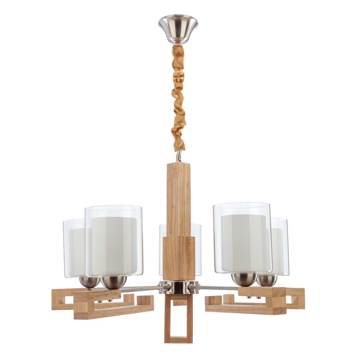 Люстра кантри "Тоскано" 5 ламп 40W Е27 основание серебро с коричневым 70х70х90 см