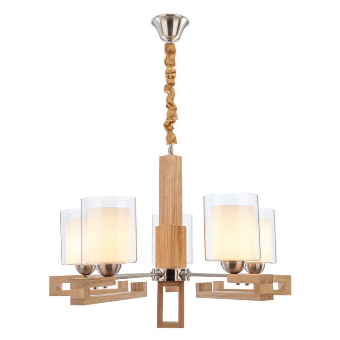 Люстра кантри "Тоскано" 5 ламп 40W Е27 основание серебро с коричневым 70х70х90 см