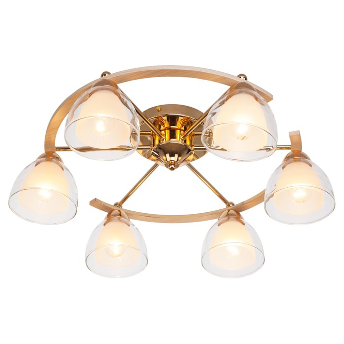 Люстра модерн "Амели" 6 ламп 60W Е14 основание золото 59х59х18 см