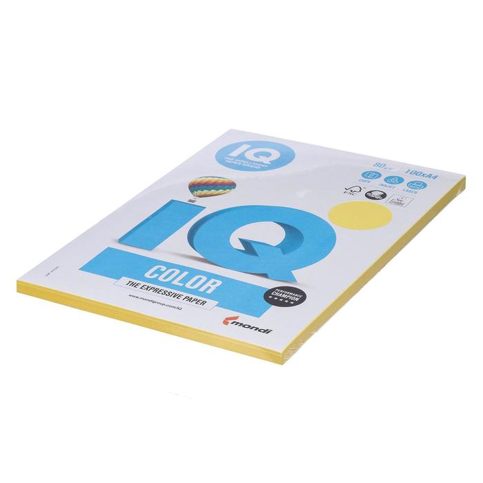 Бумага цветная IQ COLOR Intensive (А4,80г,CY39-канареечно-желтый) пачка 100л, А+