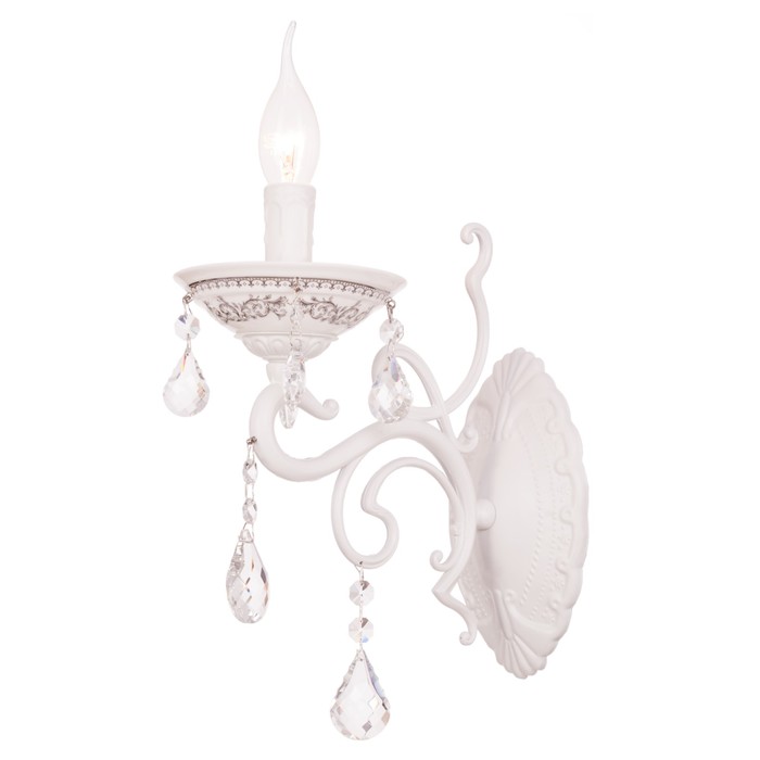 Бра хрусталь классика "Александра" 1 лампа 60W Е14 основание белое 13х28х28 см