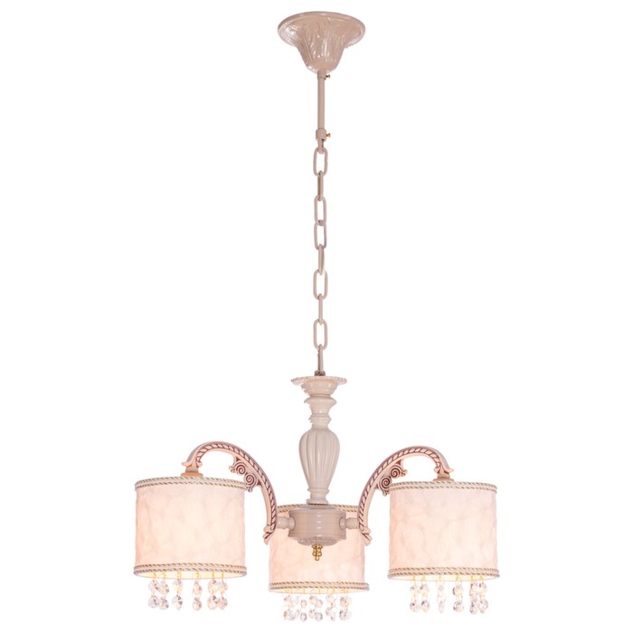 Люстра хрусталь классика "Греция" 3 лампы 40W Е14 основание бежевое 50х50х71 см