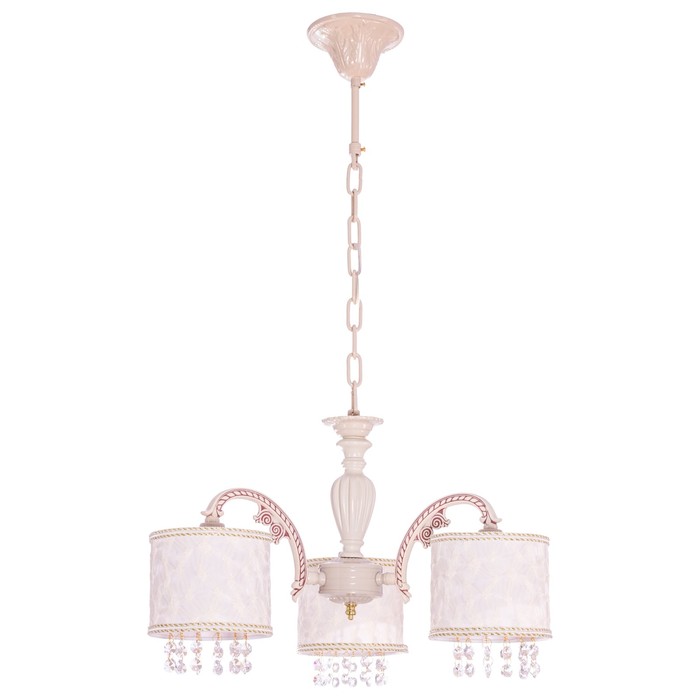 Люстра хрусталь классика "Греция" 3 лампы 40W Е14 основание бежевое 50х50х71 см