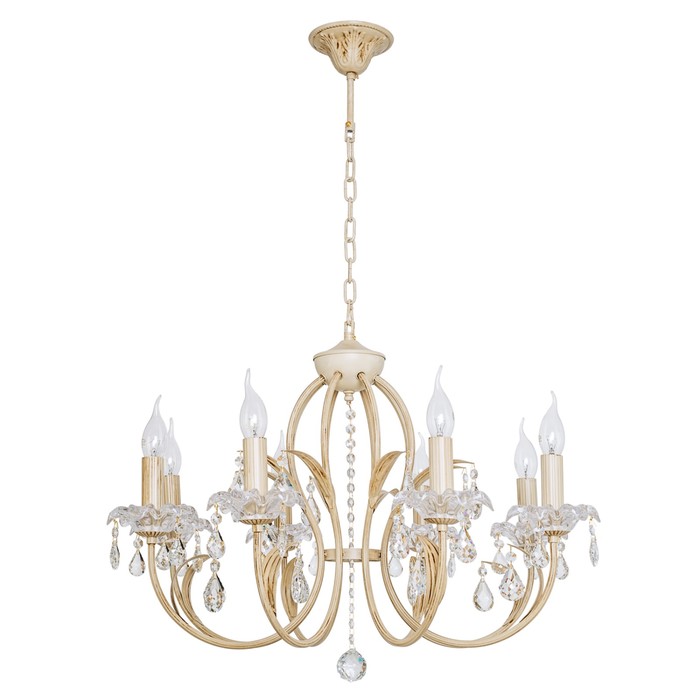 Люстра классика "Селеста" 8 ламп 60W Е14 основание белое с золотом 70х70х110 см