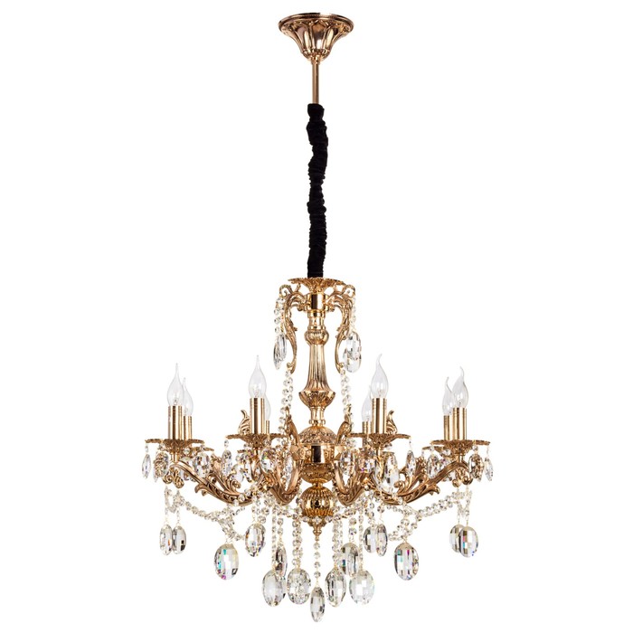 Люстра хрусталь классика "Монарх" 8 ламп 40W Е14 основание античное золото 75х75х120 см