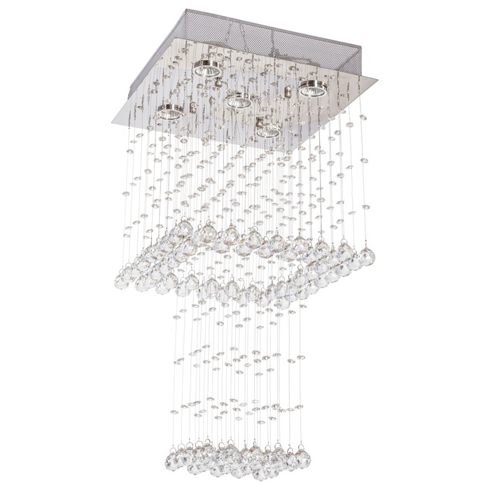 Люстра галогенная хрусталь "Маркус" 5 ламп 50W GU10 основание хром 40х40х75 см