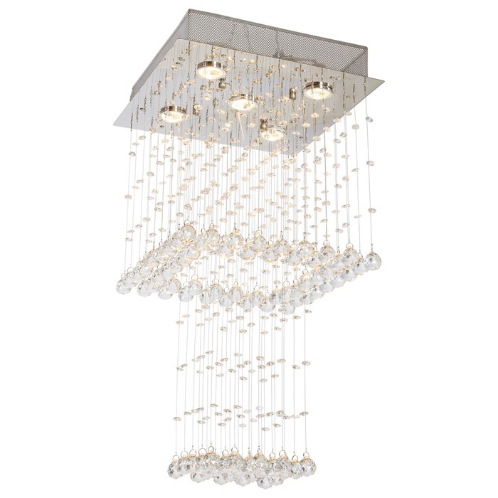 Люстра галогенная хрусталь "Маркус" 5 ламп 50W GU10 основание хром 40х40х75 см