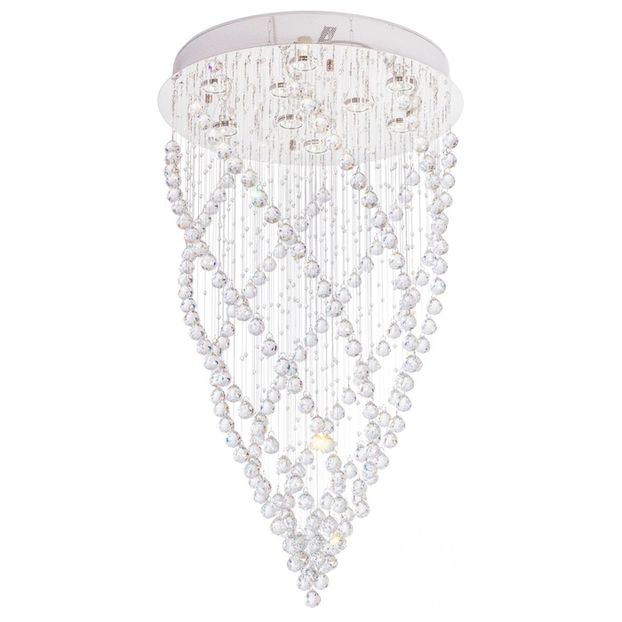 Люстра галогенная хрусталь "Звездная ночь" 9 ламп 50W GU10 основание хром 60х60х100 см