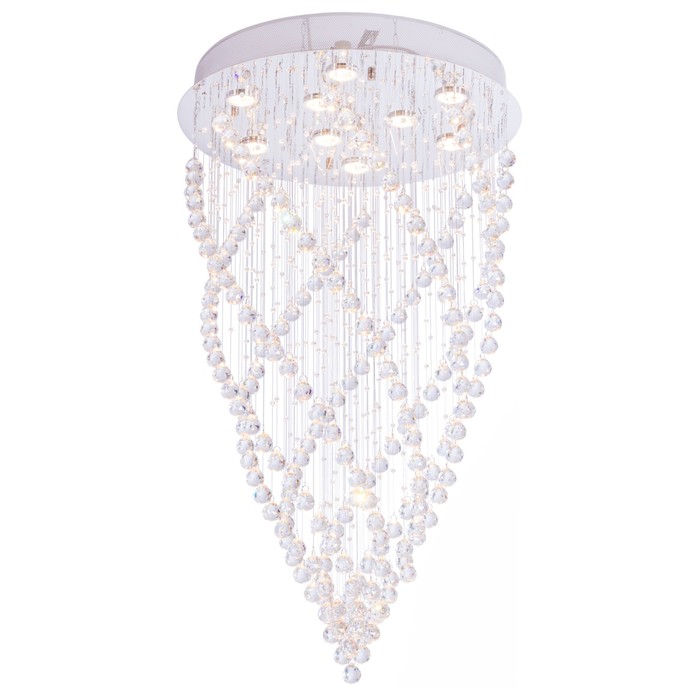 Люстра галогенная хрусталь "Звездная ночь" 9 ламп 50W GU10 основание хром 60х60х100 см