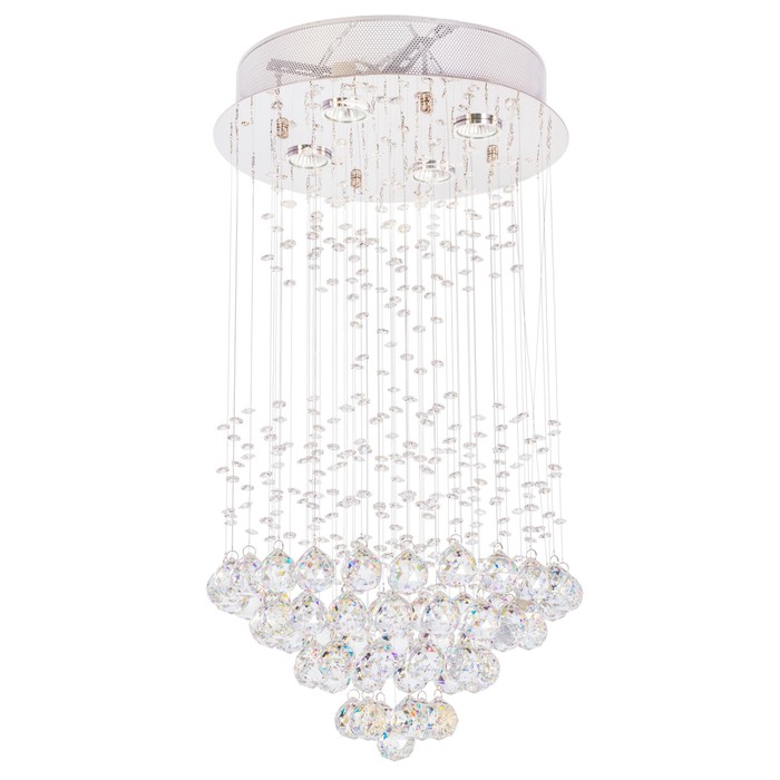 Люстра галогенная хрусталь "Кристаллы" 4 лампы 50W GU10 основание хром 40х40х75 см