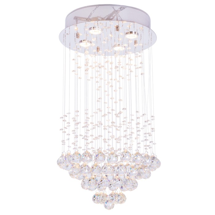 Люстра галогенная хрусталь "Кристаллы" 4 лампы 50W GU10 основание хром 40х40х75 см