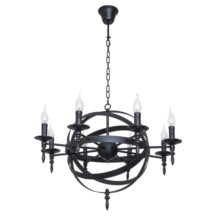 Люстра кантри "Кардинал" 8 ламп 40W Е14 основание черное 71х71х135 см