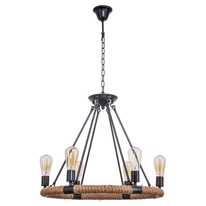 Люстра подвес "Палмер" 6х40W Е27 черный 62х62х120 см