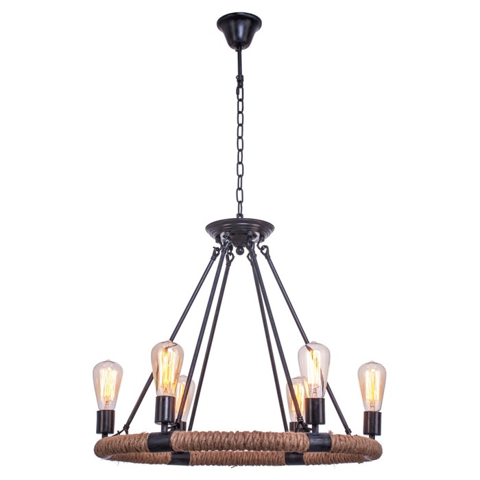 Люстра подвес "Палмер" 6х40W Е27 черный 62х62х120 см