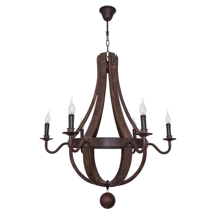 Люстра лофт "Кардинал" 6 ламп 40W Е14 основание коричневое