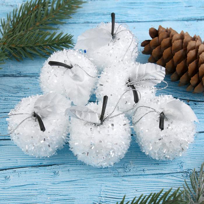 Ёлочные игрушки "Пайетка" яблочки (набор 6 шт.)