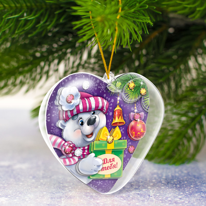 Новогодний шар "Мишка" с 3D-аппликацией