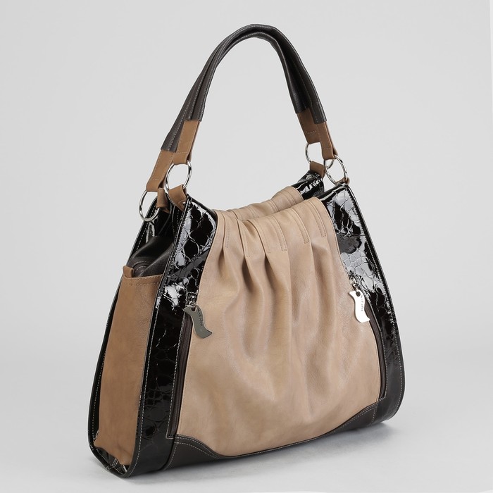 Сумка женская на молнии, 1 отдел, 3 наружных кармана, коричневая