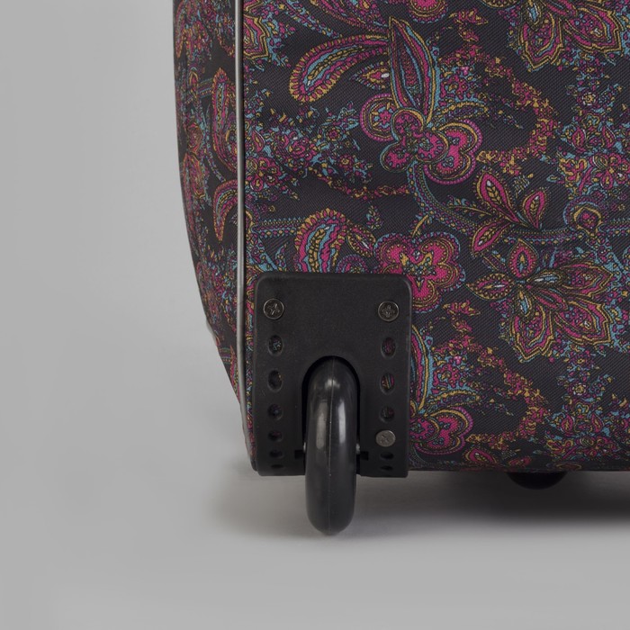 Сумка дорожная на колёсах "Огурцы", 1 отдел, наружный карман, цвет серый/розовый