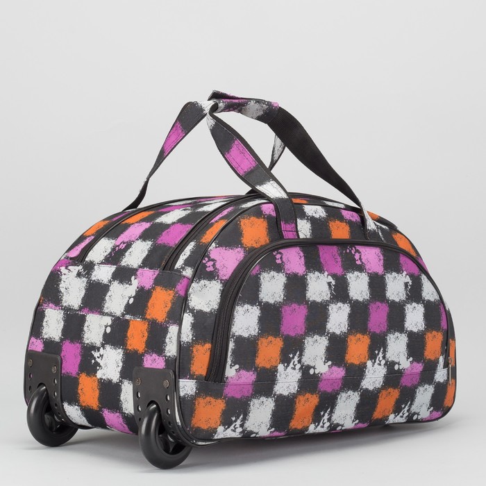 Сумка дорожная на колёсах, 1 отдел, наружный карман, цвет серый/розовый