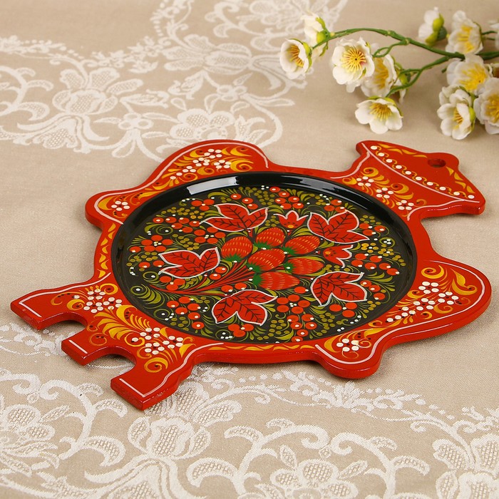 Сухарница «Самовар», хохлома, микс, 33,5 х 27 см