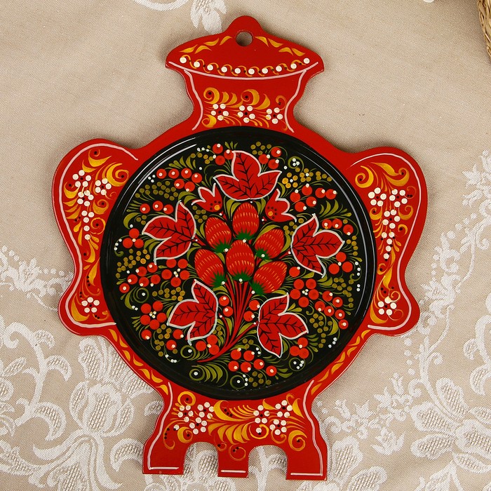 Сухарница «Самовар», хохлома, микс, 33,5 х 27 см