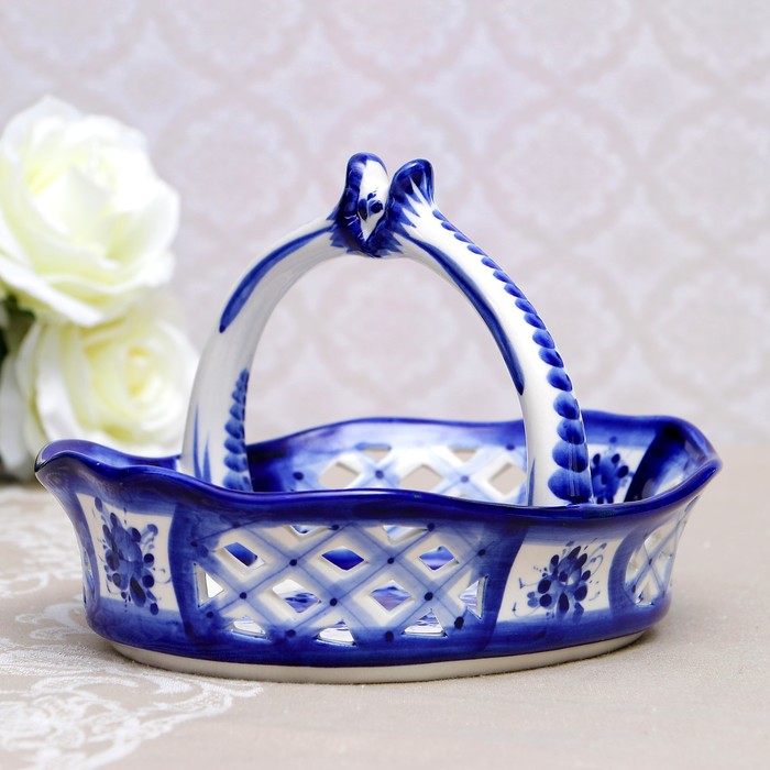 Конфетница «Алёнка», гжель, кобальт