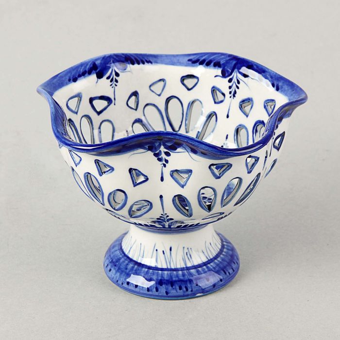 Конфетница на ножке «Весна», гжель, кобальт