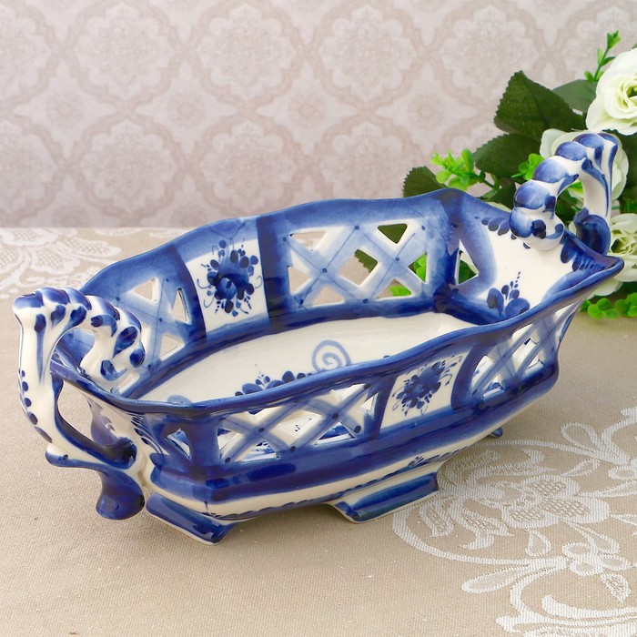 Конфетница «Каприз», гжель, кобальт