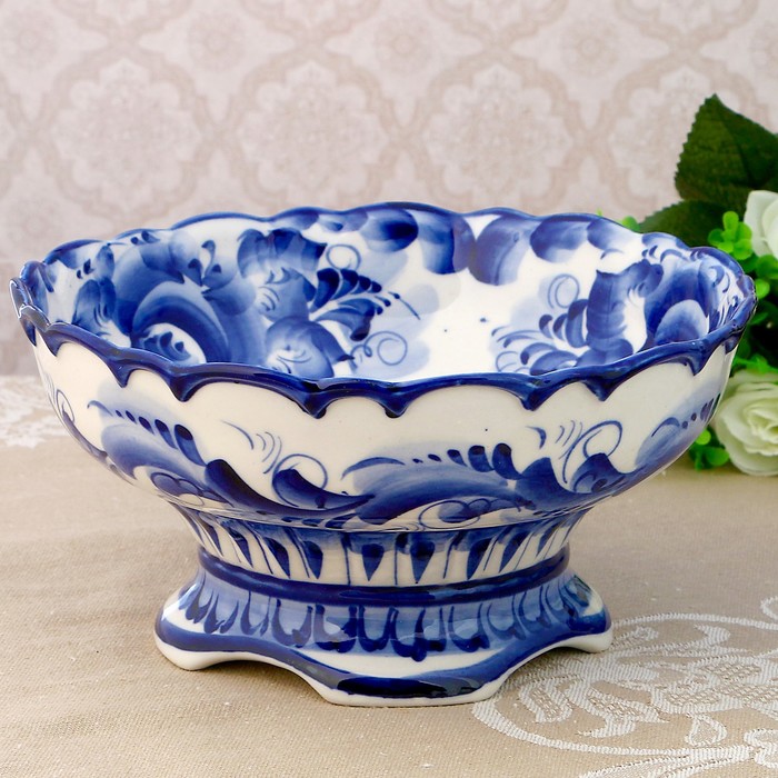 Конфетница «Анна», гжель, кобальт