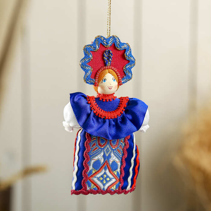 Авторская сувенирная кукла-подвеска "Девушка в кокошнике"