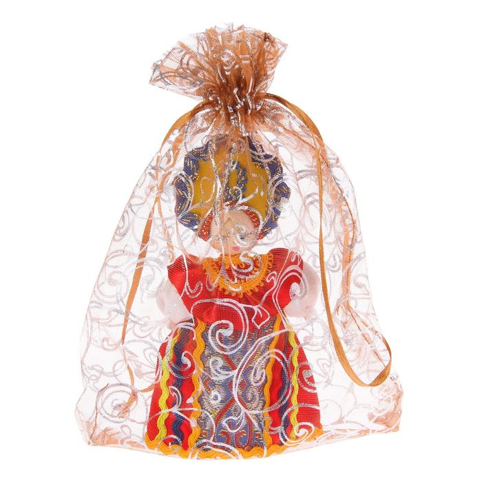 Авторская сувенирная кукла-подвеска "Девушка в красном костюме"