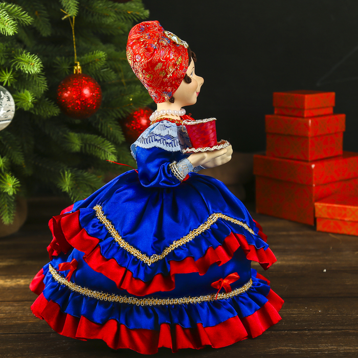 Авторская сувенирная кукла на чайник "Купчиха в синем"