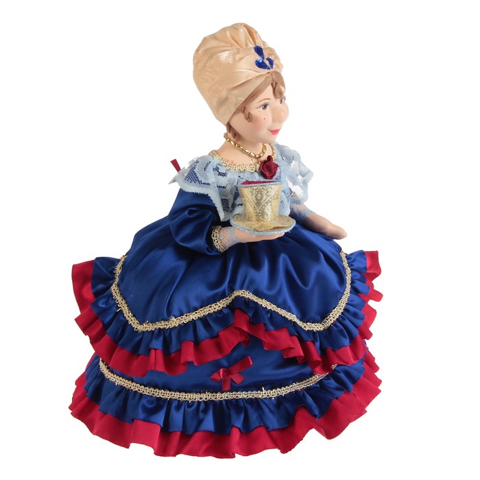 Авторская сувенирная кукла на чайник "Купчиха в синем"