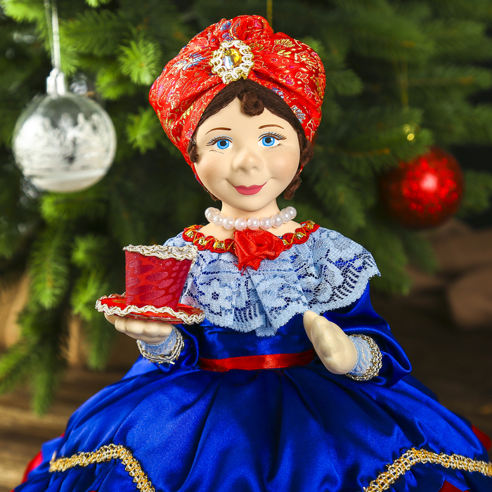 Авторская сувенирная кукла на чайник "Купчиха в синем"