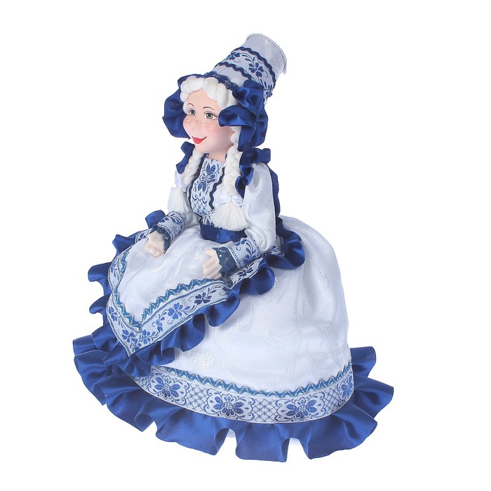 Авторская сувенирная кукла на чайник "Купчиха в синем"