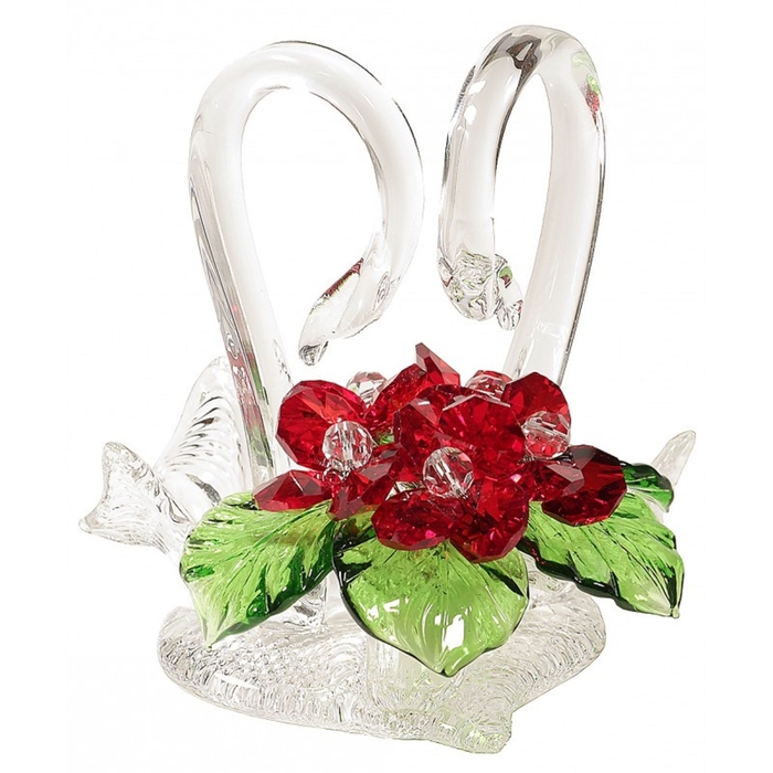 Цветочная композиция со стразами "Лебеди" RED